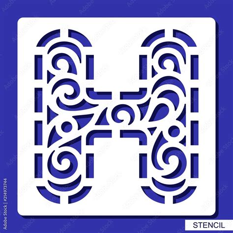 Stencil Alphabet Lacy Letter H Template For Laser Cutting Wood