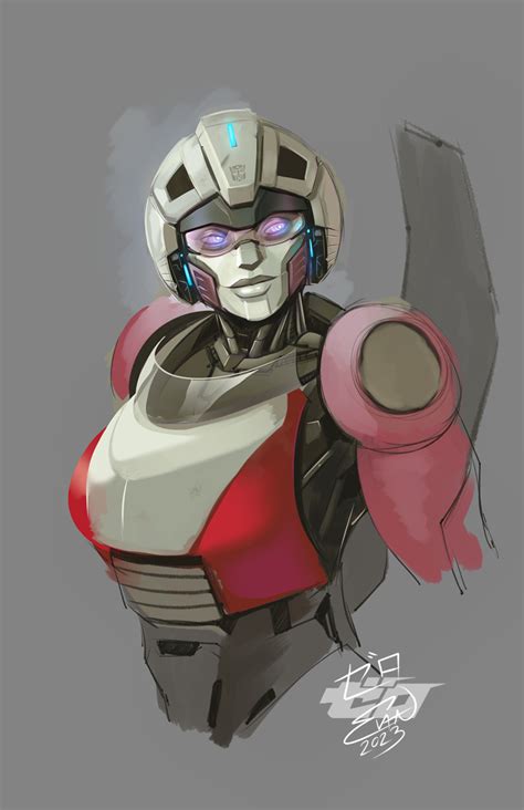 The Big Imageboard Tbib 1girl Arcee Armor Blue Eyes Breasts Colored