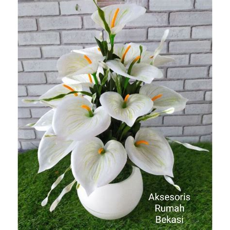 Jual Set Bunga Sudut Anthurium Bunga Lilly Bunga Aron Dengan Pot