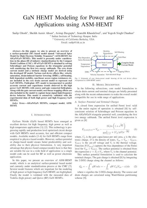 (PDF) GaN HEMT Modeling for Power and RF Applications using ......GaN ...