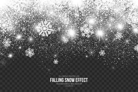 Falling Snow Effect On Transparent Background Vector Stock Vector