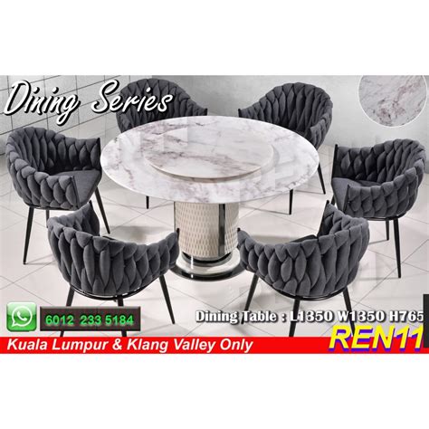 Luxury Style 4.5ft Round Dining Table with Lazy Susan - 6 PERSON ...