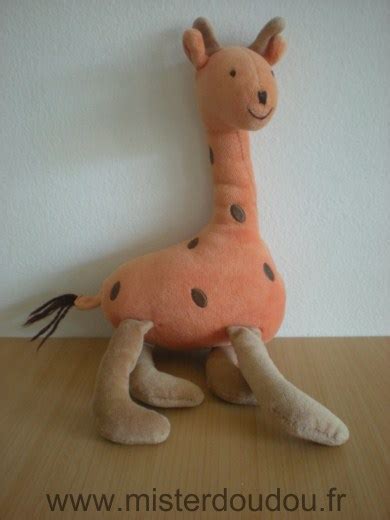 Doudou Girafe Jacadi Orange Taches Marron Mister Doudou SOS Doudou