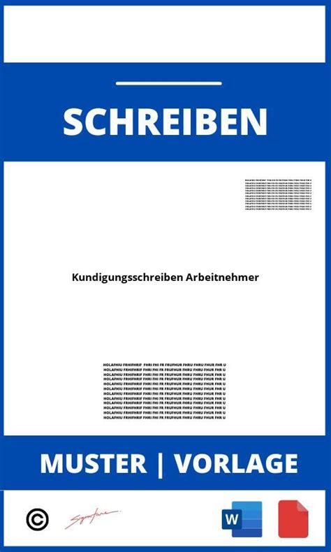 Kündigungsschreiben Arbeitnehmer Vorlage Muster