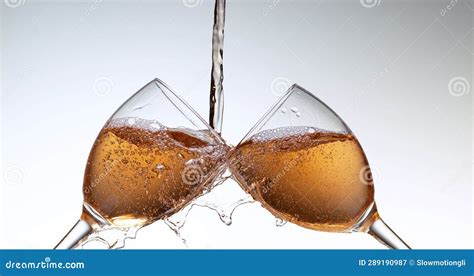 Pink Wine Being Poured Into Glass Against White Background Stock Image