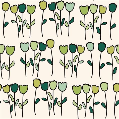 Premium Vector Seamless Pattern With Green Flowers