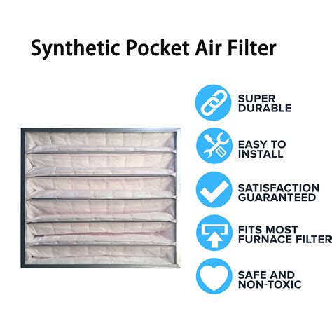 High Efficiency 6 Pockets Pocket Filter 24 X 24 X 22 MERV13 Qty 2