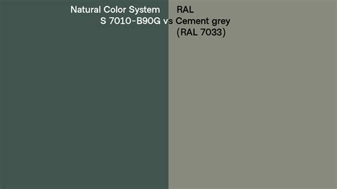 Natural Color System S 7010 B90g Vs Ral Cement Grey Ral 7033 Side By