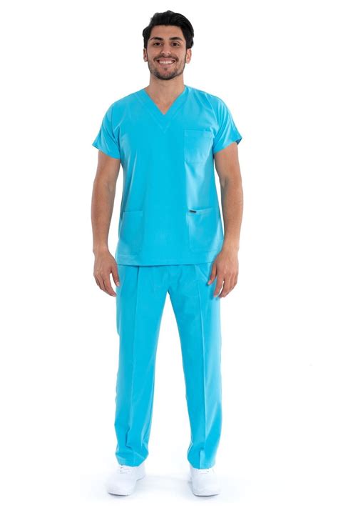 Mens Turquoise Blue Scrub Set Easy Care Nurse Uniform Custom Scrubstretchy Fabric Uniform