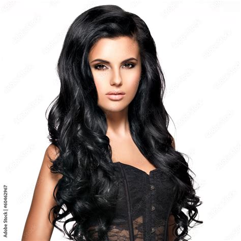 Beautiful Brunette Woman With Long Black Hair Stock Photo Adobe Stock
