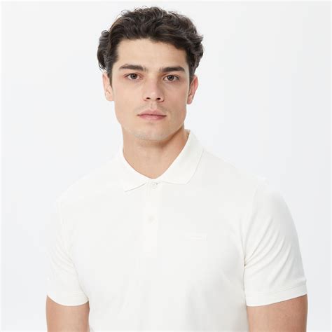 Calvin Klein Smooth Cotton Slim Erkek Beyaz Kısa Kollu Polo Erkek T