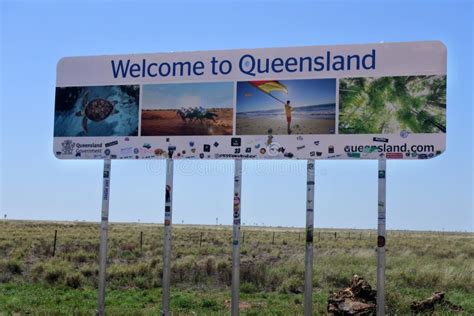 Welcome To Queensland Traffic Road Sign Editorial Photography Image