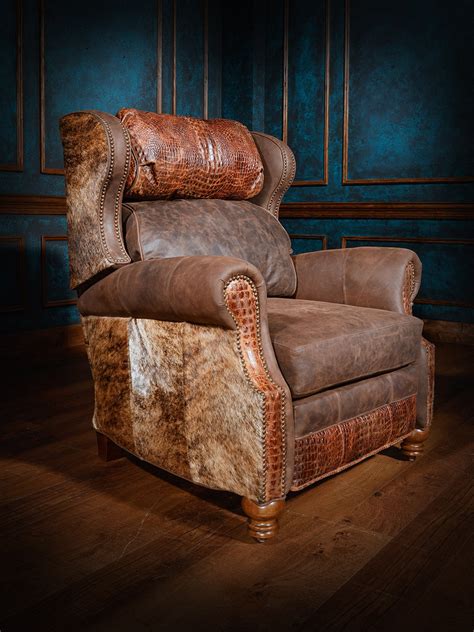 Western Cowhide Recliner Western Leather Recliner Antique Western Leather And Cowhide Recliner