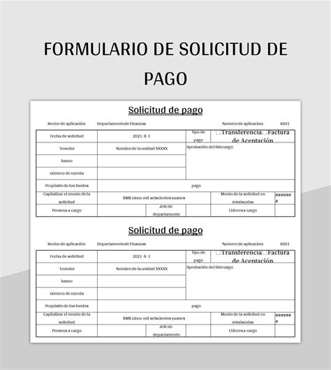 Plantilla De Formato Excel Formulario De Solicitud De Pago Y Hoja De