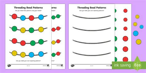 Bead Threading Repeat Pattern Worksheet Worksheet Twinkl