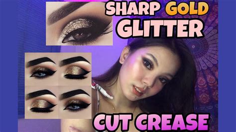 Sharp Gold Glitter Cut Crease Makeup Tutorial Youtube