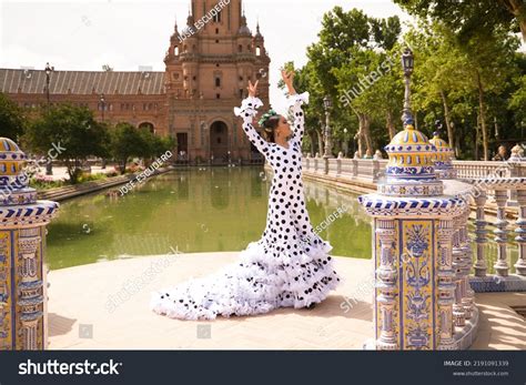Flamenco Dancer Woman Beautiful Brunette Teenager Stock Photo