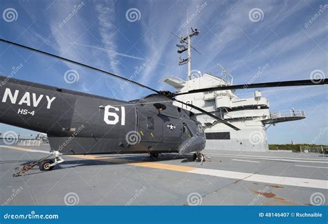 Helicopter On Flight Deck Of Aircraft Carrier Stock Photo - Image: 48146407