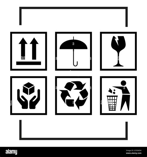 Set Of Fragile Package Icons Handle With Delivery Labels And Care