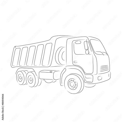 Outline of tipper, vector illustration Stock Vector | Adobe Stock