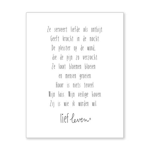 Mini Poster • Voor Mama Ze Serveert Liefde Lief Leven Lief Leven