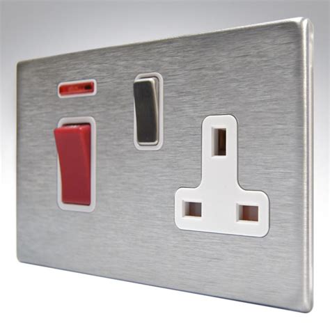 Hamilton 74c45ss1ss W Hartland Cfx Stainless Steel 45a Switch And Socket With White Inserts