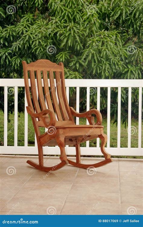 Rocking Chair On Porch Stock Image Image Of Fence Wood 88017069