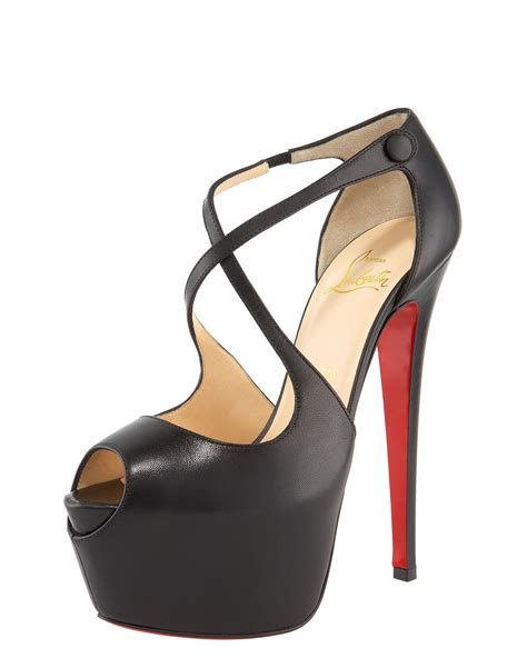 Lyst Christian Louboutin Exagona Leather Criss Cross Platform Sandals In Black