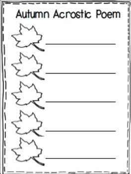 Autumn Acrostic Poem Templates by A Peach for the Teach | TpT