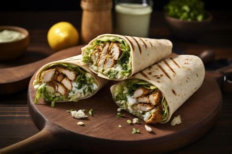 Premium Photo Grilled Chicken Caesar Wrap