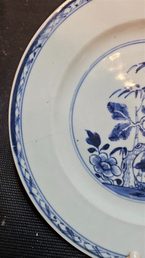 Proantic Plat Qianlong Porcelaine De Chine Bleu Blanc E Si Cle