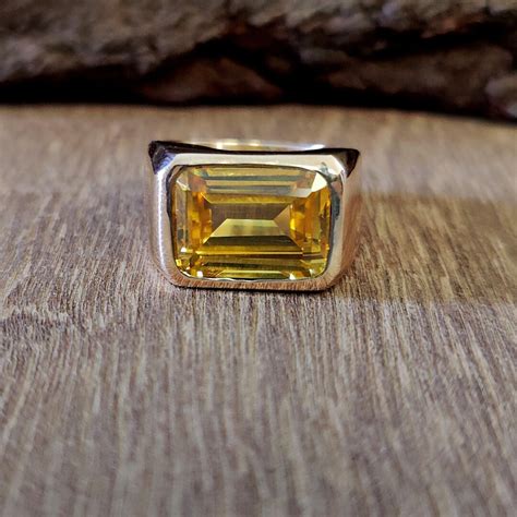 Signet Citrine Ring Men Women Ring 925 Solid Sterling Etsy