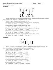 Physics 207 MMx Exam 2 Fall 2017 Version 1 Docx Physics 207 MMx Exam