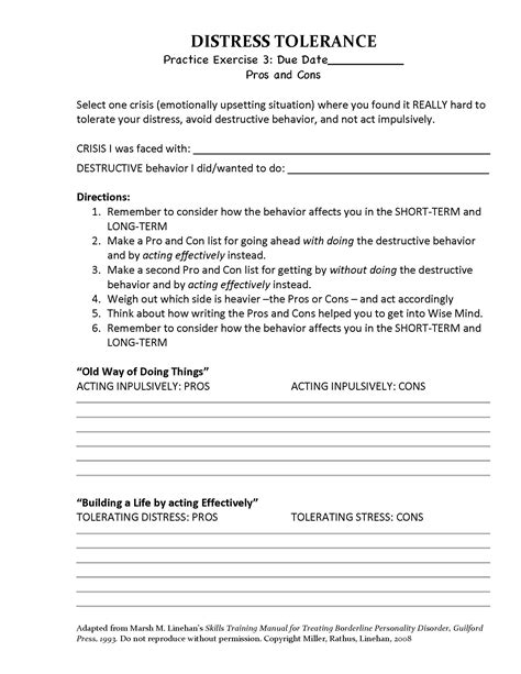 Dbt Worksheets Distress Tolerance 14 Dbt Skills Worksheets