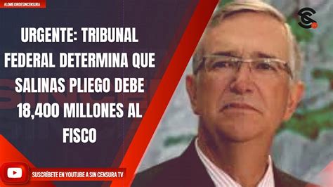 URGENTE TRIBUNAL FEDERAL DETERMINA QUE SALINAS PLIEGO DEBE 18 400