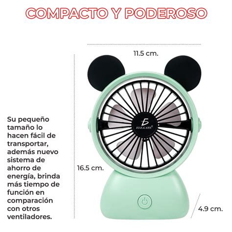 Mini Ventilador De Escritorio Recargable En Forma De Mickey ELE GATE