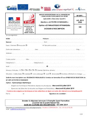 Remplissable En Ligne RNCP28573 BP Brevet Professionnel De La