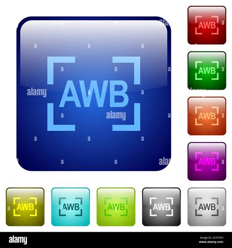 Camera Auto White Balance Mode Icons In Rounded Square Color Glossy