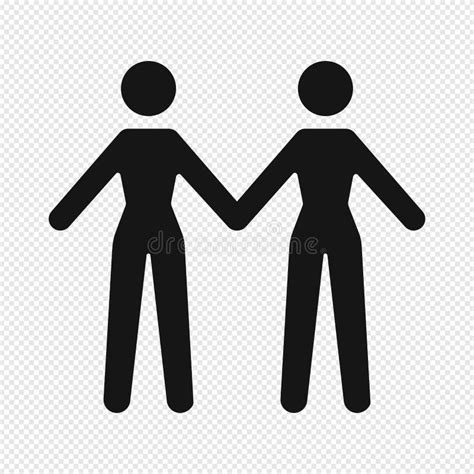 Icon Of Two Women Holding Hands Lesbian Couple Concept Stock Vector