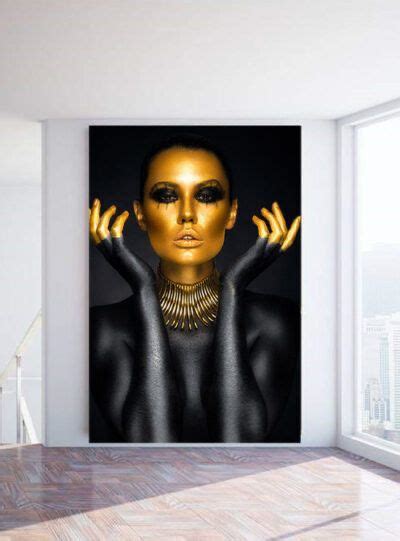 Canvas Art Painting Body Painting Golden Makeup Gallery Wall Layout