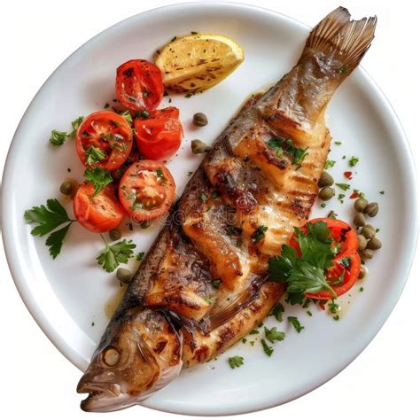 Pike Perch Fried Sander Fish Zander Fillet With Tomatoes Capers