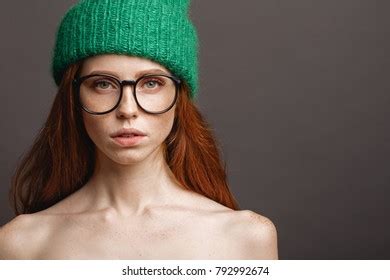 Naked Ginger Woman Wearing Circle Glasses Stock Photo Shutterstock