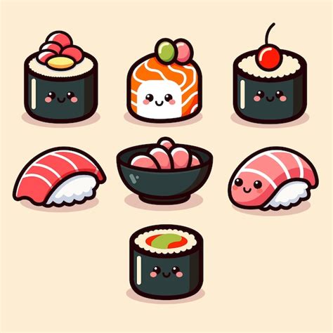 Premium Vector Cute Japan Food Sushi Vector