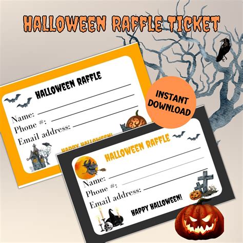 Halloween Raffle Ticket, Printable Raffle Ticket, Halloween Party
