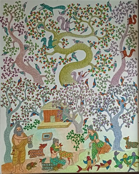 Curse Of Shakuntala Gond Painting X International Indian