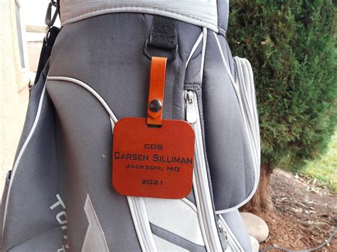 Golf Bag Tags Custom Bag Tags Square Golf Tag Leather Golf Etsy