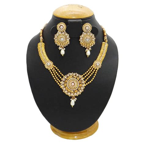 South Indian Jewelry 18k Gold Plated Necklace Set Wedding Bridal Sets