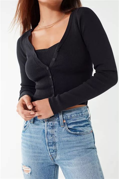 Uo Cindy Cropped Cardigan Urban Outfitters