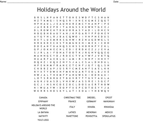 Holidays Around The World Word Search Wordmint Word Search Printable