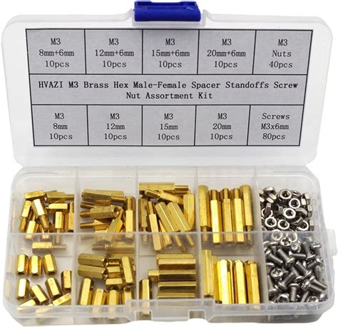 HVAZI M3 Brass Hex Male Female Spacer Standoffs Screw Nut Assortment